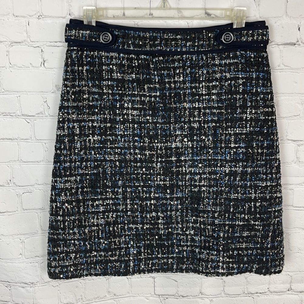 Ann Taylor Sequin Sparkle Blue Black A-Line Skirt